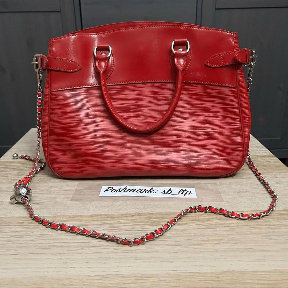 Authentic Louis Vuitton Red Epi Passy PM Satchel Bag - Picture 2 of 9